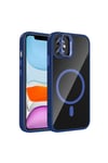 iPhone 11 Kılıf Standlı ve Kamera Lens Hediyeli M-Safe Şarj Özellikli NVTH Etro Kapak - Lacivert