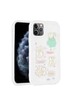 iPhone 11 Pro Max Uyumlu Kabartma Figürlü Parlak NVTH Toys Silikon Kılıf-Beyaz