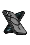 iPhone 11 Pro Max Uyumlu Magsafe Şarj Özellikli Renkli Kenar Airbag Şeritli NVTH Lamer Kapak-Siyah