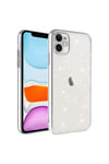 iPhone 11 Uyumlu Kamera Korumalı Renkli Çerçeveli Simli NVTH Garage Kılıf-Gümüş