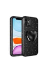 iPhone 11 Uyumlu Kamera Korumalı Simli Pop Soketli Lüks NVTH Koton Soketli Kılıf-Siyah