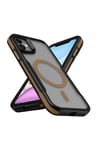 iPhone 11 Uyumlu Magsafe Şarj Özellikli Renkli Kenar Airbag Şeritli NVTH Lamer Kapak-Titanyum-Gold