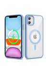 iPhone 11 Uyumlu Magsafe Wireless Şarj Özellikli Silikon NVTH Ege Kılıf-Mavi Açık