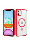 iPhone 11 Uyumlu Magsafe Wireless Şarj Özellikli Silikon NVTH Ege Kılıf-Kırmızı