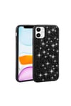 iPhone 11 Uyumlu Parlak Taşlı Tasarım NVTH Linea Kılıf-Siyah
