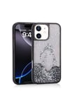 iPhone 12 Kılıf Sıvılı Simli Şeffaf Arka Yüzey NVTH Keto Silikon Kapak - Siyah