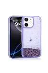 iPhone 12 Kılıf Sıvılı Simli Şeffaf Arka Yüzey NVTH Keto Silikon Kapak - Pembe