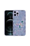 iPhone 12 Pro Max Uyumlu Desenli Sert Silikon NVTH Mumila Kılıf-Lilac Flower