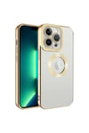 iPhone 12 Pro Max Uyumlu Kamera Korumalı Logo Gösteren NVTH Omega Kılıf-Gold