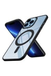 iPhone 12 Pro Max Uyumlu Wireless Şarj Özellikli NVTH Krom Magsafe Silikon Kılıf-Siyah