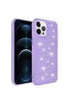 iPhone 12 Pro Uyumlu AiHTTgli Parlak Tasarımlı NVTH Snow Kılıf-Mor