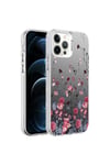 iPhone 12 Pro Uyumlu Desenli NVTH Silver Sert Kılıf-Çiçek