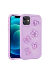 iPhone 12 Uyumlu Kabartma Figürlü Parlak NVTH Toys Silikon Kılıf-Mor