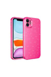 iPhone 12 Uyumlu Kamera Korumalı Simli Lüks NVTH Koton Kılıf-Pembe Koyu