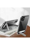 iPhone 12 Uyumlu Standlı Şeffaf Silikon NVTH L-Stand Kılıf-Renksiz