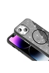 iPhone 13 Kılıf Magsafe Şarj Özellikli Parlayan Simli NVTH Okso Kapak - Beyaz