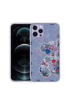 iPhone 13 Pro Max Uyumlu Desenli Sert Silikon NVTH Mumila Kılıf-Lilac Bear