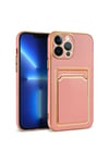 iPhone 13 Pro Max Uyumlu NVTH Bark Kartlıklı Kılıf-Rose Gold