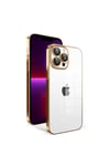 iPhone 13 Pro Uyumlu Kamera Korumalı Renkli Çerçeveli NVTH Garaj Kılıf-Gold