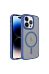 iPhone 13 Pro Uyumlu Mat Arka Yüzey Wireless Şarj Özellikli NVTH Flet Magsafe Kılıf-Mavi