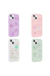 iPhone 13 Uyumlu Kabartma Figürlü Parlak NVTH Toys Silikon Kılıf-Mor