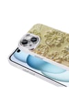 iPhone 14 Kılıf Çiçek Desenli Parlak Taşlı Sert Silikon NVTH Garden Kapak - Beyaz