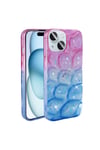 iPhone 14 Kılıf Simli 3D Desenli NVTH Hacar Kapak - Pembe-Mavi