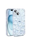 iPhone 14 Kılıf Simli 3D Desenli NVTH Hacar Kapak - Mor-Mavi