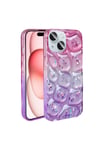 iPhone 14 Kılıf Simli 3D Desenli NVTH Hacar Kapak - Pembe-Mavi
