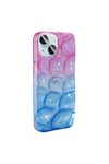 iPhone 14 Kılıf Simli 3D Desenli NVTH Hacar Kapak - Pembe-Mavi