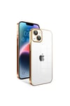iPhone 14 Plus Uyumlu Kamera Korumalı Renkli Çerçeveli NVTH Garaj Kılıf-Gold