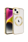 iPhone 14 Plus Uyumlu Magsafe Wireless Şarj Özellikli NVTH Setro Silikon-Gold