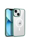 iPhone 14 Plus Uyumlu NVTH Wireless Şarj Özellikli Pixel Magsafe Kılıf-Koyu Yeşil