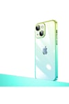 iPhone 14 Plus Uyumlu Parlak Renk Geçişli Kamera Korumalı NVTH Senkron Kılıf-Yeşil-Mavi