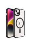 iPhone 14 Plus Uyumlu Wireless Şarj Özellikli NVTH Krom Magsafe Silikon Kılıf-Siyah