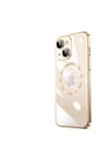 iPhone 14 Plus Uyumlu Wireless Şarj Özellikli Sert PC NVTH Riksos Magsafe Kılıf-Gold