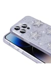 iPhone 14 Pro Max Kılıf Airbagli Simli Arka Yüzey NVTH Işıltı Silikon Kapak - Beyaz-Kalp