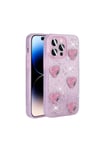 iPhone 14 Pro Max Kılıf Airbagli Simli Arka Yüzey NVTH Işıltı Silikon Kapak - Beyaz-Kalp