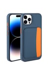 iPhone 14 Pro Max Kılıf Kartlıklı NVTH X-Kart Silikon Kapak - Lacivert