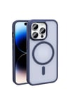 iPhone 14 Pro Max Kılıf Magsafe Şarj Özellikli Mat Arka Yüzey NVTH Sio Kapak-Lacivert