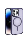 iPhone 14 Pro Max Kılıf Magsafe Şarj Özellikli Mat Arka Yüzey NVTH Sio Kapak-Koyu Mor
