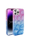 iPhone 14 Pro Max Kılıf Simli 3D Desenli NVTH Hacar Kapak - Pembe-Mavi
