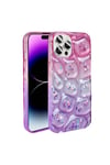 iPhone 14 Pro Max Kılıf Simli 3D Desenli NVTH Hacar Kapak - Pembe-Mavi