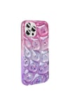 iPhone 14 Pro Max Kılıf Simli 3D Desenli NVTH Hacar Kapak - Pembe-Mor