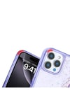 iPhone 14 Pro Max Kılıf Sıvılı Simli Şeffaf Arka Yüzey NVTH Keto Silikon Kapak - Gümüş