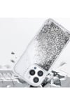 iPhone 14 Pro Max Kılıf Sıvılı Simli Şeffaf Arka Yüzey NVTH Keto Silikon Kapak - Pembe