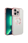 iPhone 14 Pro Max Uyumlu Kamera Korumalı Logo Gösteren NVTH Omega Kılıf-Rose Gold