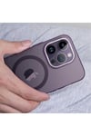 iPhone 14 Pro Max Uyumlu Magsafe Şarj Özellikli Buzlu Sert PC NVTH Tuval Kılıf-Derin Mor