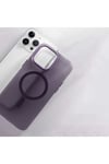 iPhone 14 Pro Max Uyumlu Magsafe Şarj Özellikli Buzlu Sert PC NVTH Tuval Kılıf-Derin Mor