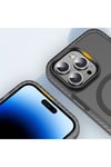iPhone 14 Pro Max Uyumlu Mat Arka Yüzey Wireless Şarj Özellikli NVTH Locik Kılıf-Siyah